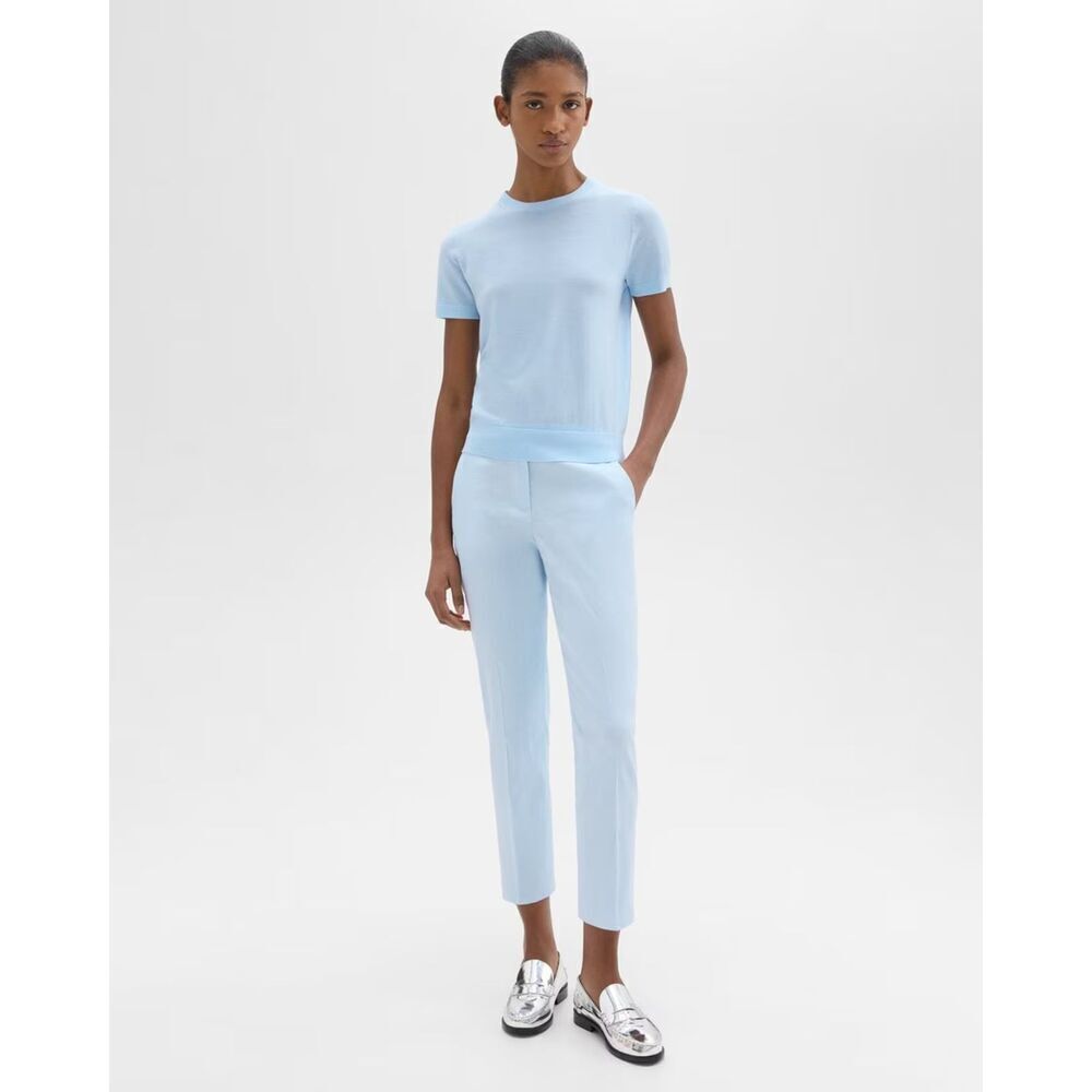 THEORY *Flawed* Light Blue Treeca Pull On Cropped Crepe Lightweight Pants Size 6